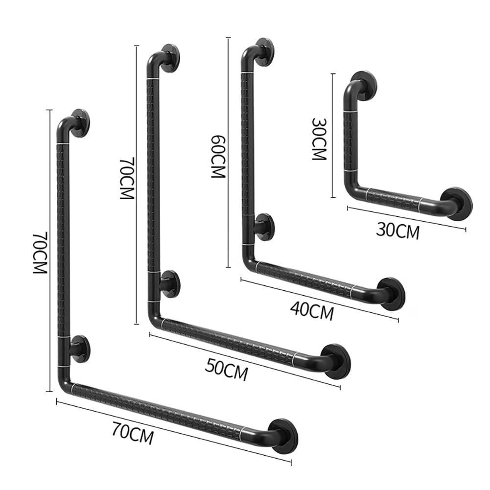 asidero de ducha, Barras de seguridad for el baño Ángulo de 90 grados Barra de apoyo for ducha negra con anillo iluminado Barra de apoyo for inodoro de acero inoxidable con acabado chapado en plástico