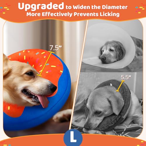 Image of Gimars Large Inflatable Dog Cone Alternative Dog Donut Collar After Surgery, Soft Neck Pillow Recovery Cone, Elizabethan Collar Alternative for Medium and Large, L Neck:12 inch-18 inch
