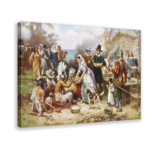 The Pilgrims First Thanksgiving toile suspendue pour décoration murale bureau