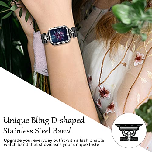 JOYOZY Magnetic Band Compatible with Apple Watch Band 38mm 40mm 41mm 42mm 44mm 45mm 46mm Milanese Strap with Bling Glitter Case Built-in Screen Protector Dressy Stainless Steel iWatch Loop for Women