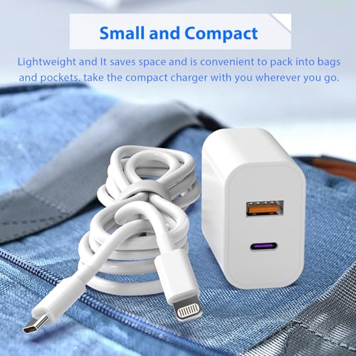 Ilouyu CA-P1338AC Iphone Charger, 2 Pack 20W Dual Port Usb Fast Wall Charger Block, (2-Pack 6Ft&10Ft Super Fast Charger Cable Included) Usb C Charger For Iphone 14 13 12 11 Pro Max Xr Xs X,Ipad More thumb #2