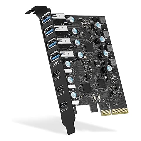 PCIe x4 to USB 3.2 Gen Expansion Card 7-Port(4A +3C), 20 Gbps Bandwidth PCI Express Expansion Card Internal USB Hub Converter for Desktop PC Windows XP/Vista 7/8/8.1 MAC OS 10.8.2 Above Cover