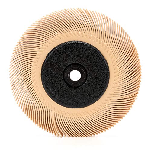 Image of Cubitron Radial Bristle Brush, 6 in x 7 /16 in x 1 in 6 Micron with Adapter, Peach, 5 /Case