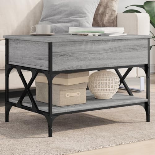 ZEYUAN Mesa de Centro Madera ingeniería Gris Sonoma 70x50x50 cm, Mesa Baja Salon, Mesa Centro Salon, Mesa Auxiliar, Mesa Cafe, Mesita Salon, Muebles De Salon Modernos   845354