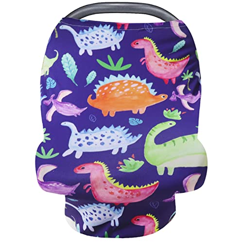 Image of Jundetye Car Seat Cover for Baby Boy Girl, Dinosaur Car Seat Canopy, Multi-use Infant Stroller Cover, Breastfeeding Cover, Nursing Scarf, Dino Printed