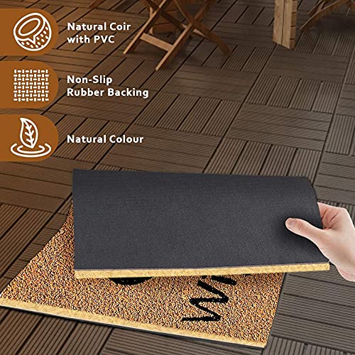 Image of Onlymat Wipe Your Paws Printed Anti-Slip Doormat (Black, Brown) Rectangular Shaped Entryway Rug Natural Coir with PVC Backing for Outdoor Entrance Home Mats Floor Door Hall Living (75cm x 45cm)