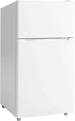 Manastin Mini refrigerador de 3.55 pies cúbicos con congelador, refrigerador pequeño con 2 puertas para oficina, cocina, dormitorio y dormitorio,