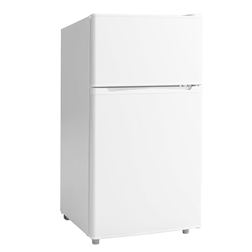 3.55 Cu.Ft Mini Fridge with Freezer, Small Fridge with 2 Doors for Office, Kitchen, Dorm and Bedroom, Mini Refrigerator with Adjustable Shelves (White)