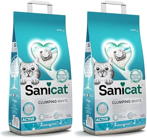 Sanicat - Arena para Gatos aglomerante Blanca - Jabon de Marsella...