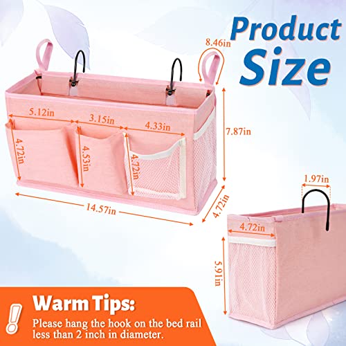 Image of Loghot Bedside Caddy /Bedside Storage Bag Hanging Organizer for Bunk and Hospital Beds,Dorm Rooms Bed Rails,Can be Placed Glasses,Books,Mobile Phones,Keys (New Pink-1)