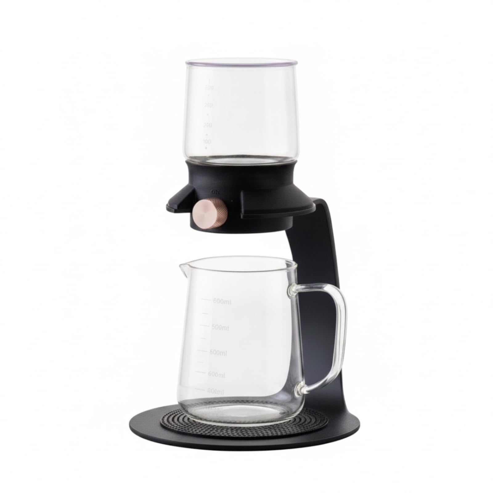 Teiera con Infusore Set Tè Caraffa Bollitore in Vetro Resistente Agli Sbalzi Termici E Acciaio con Filtro Metallico Preciso E Controllo Versamento, Array, Nero, Arco