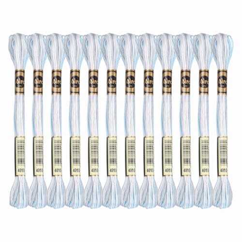 Image of PATIKIL 12 Skeins Embroidery Floss, Polyester Embroidery Threads Bracelets String for Cross-Stitch Hand Embroidery, Gray Blue