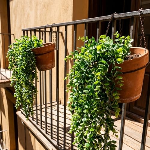 Image of Dekorly 2 Pack Artificial Plants Artificial Hanging Plants Faux Eucalyptus Leaf Greenery Fake Hanging Eucalyptus Plant (Green) (2, Green)