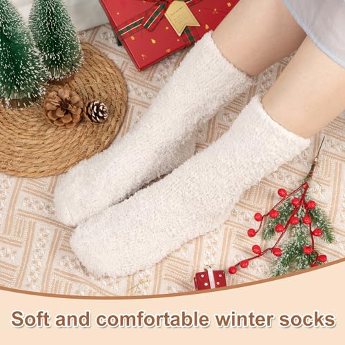 Image of Loritta 5 Pairs Womens Fuzzy Socks Cozy Soft Fluffy Cute Cat Animal Winter Warm Slipper Socks Christmas Stocking Stuffers