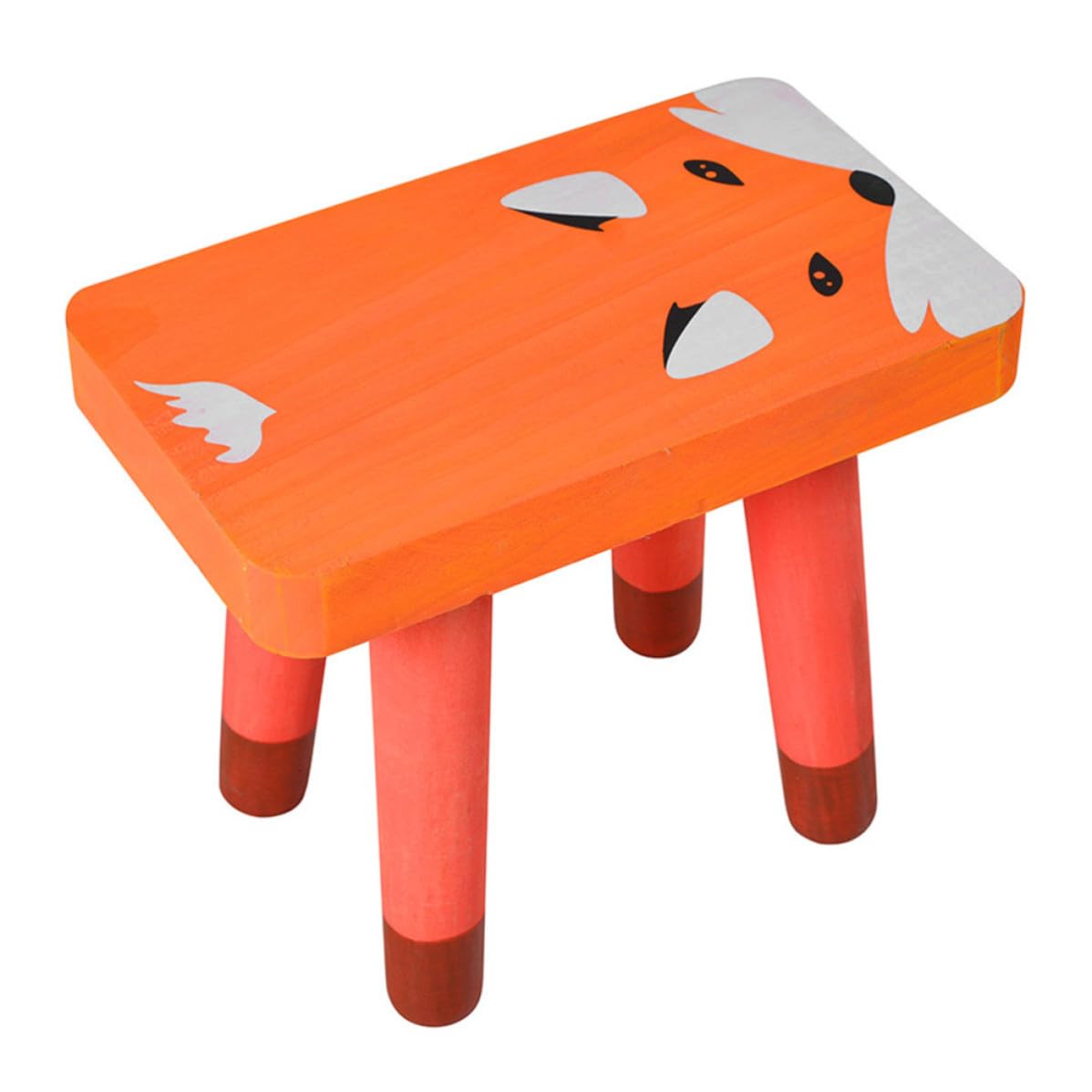 Tabouret en bois léger orange en forme de renard pour enfant