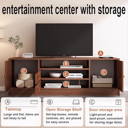 TV-Konsolen mit Aufbewahrungsschränken für Wohnzimmer, Fernsehschrank aus Holz, Mitte des Jahrhunderts, Media-Entertainment-Center mit Stauraum, TV-Ständer für Wohnzimmer