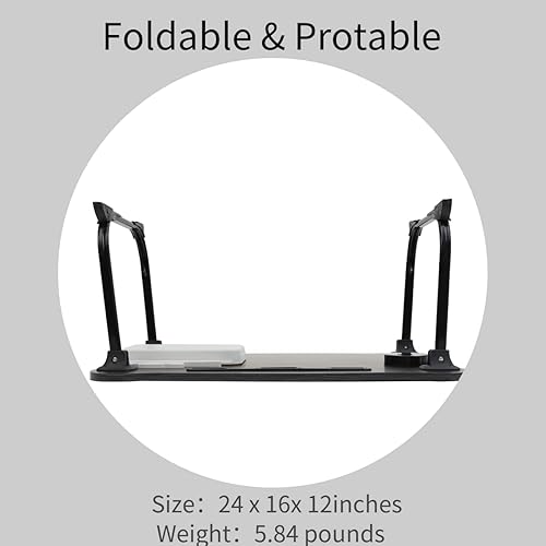Miniatura 4 de Mesa plegable para laptop, mesa de cama para laptop, bandeja de servir mesa de comedor con ranura, con patas plegables y ranura para tazas, soporte
