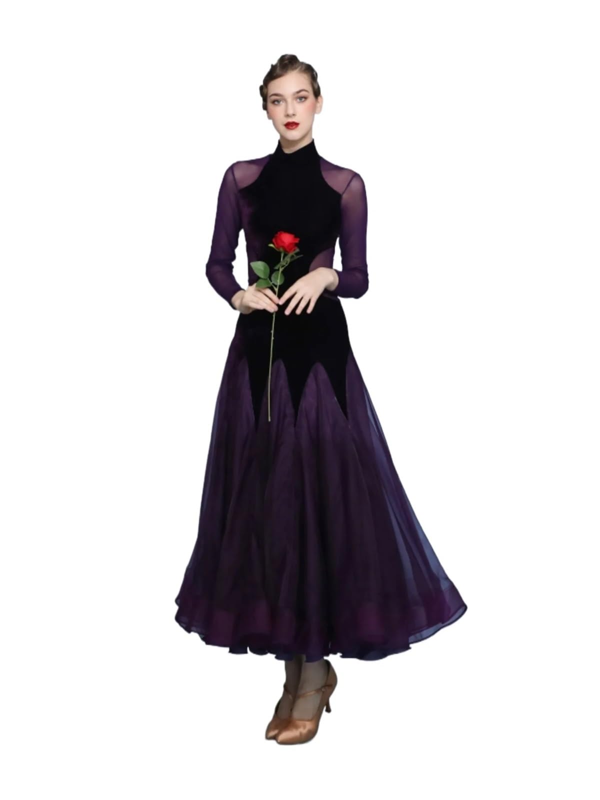 UJEDFHV Ballroom Dance Dresses for Women Woman Ballroom Dance Competition Dress Waltz Standard(M) Purple