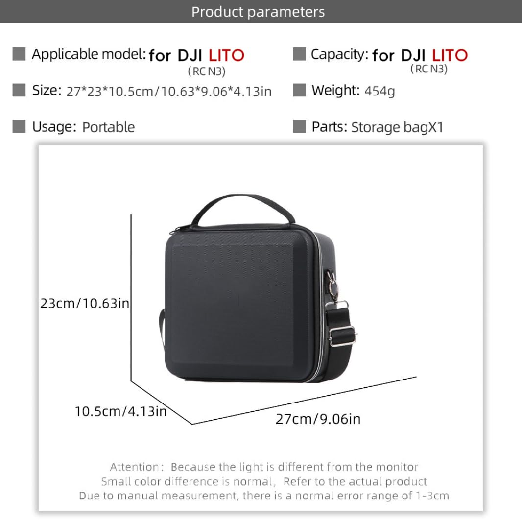 Bolsa de almacenamiento de Viaje para DJI Lito X1/Lito1 Dron Estuche de transporte de Carcasa Dura de PU a prueba de Polvo e Impermeable Caja Protectora Portátil Accesorios para Drones (Black)