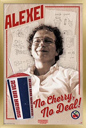 Poster Alexei Stranger Things 3 Trends International avec cadre doré 37x56 cm