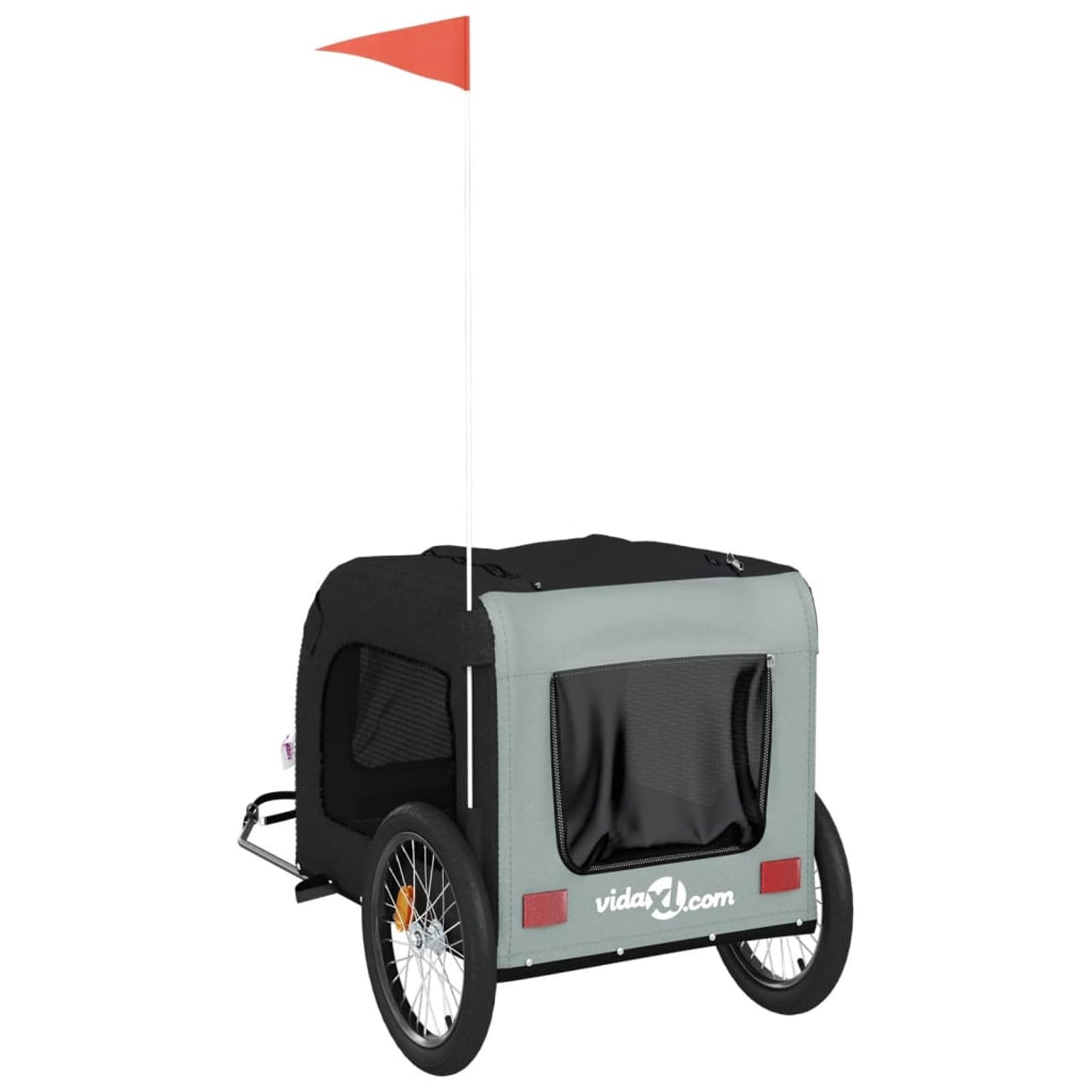 Homgoday Remolque de bicicleta para animales gris y negro Oxford y hierro, mueble carro para perro, carro para bicicleta, carro para perros, transportín perro bicicleta modelo 93839