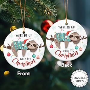 Wake Me Up Sloth Christmas Ornaments 2024 - Double Sided Ceramic Sloth Ornaments for Christmas Tree - Animal Christmas Ornament Holiday Decor Keepsake, Sloth Gifts for Women Friends Bestie Wake Me Up Sloth Christmas Ornaments 2024 Double Sided Ceramic Sloth Ornaments for Christmas Tree Animal Christmas Ornament Holiday Decor Keepsake Sloth Gifts for Women Friends Bestie
