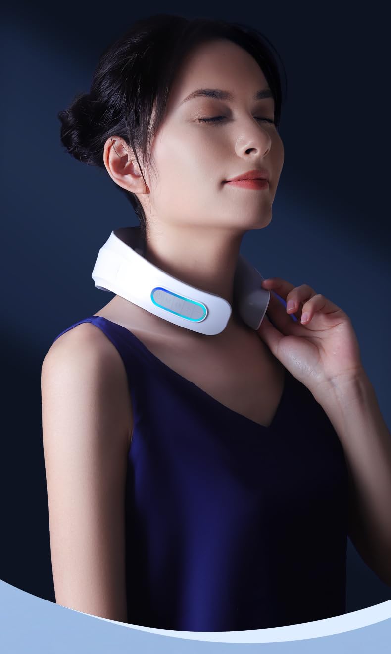 Masseur Cervical, Masseur électrique Portable à 6 têtes avec Thérapie Thermique à 42°C, Fonction Vocale Intelligente, Convient à la Maison et au Bureau