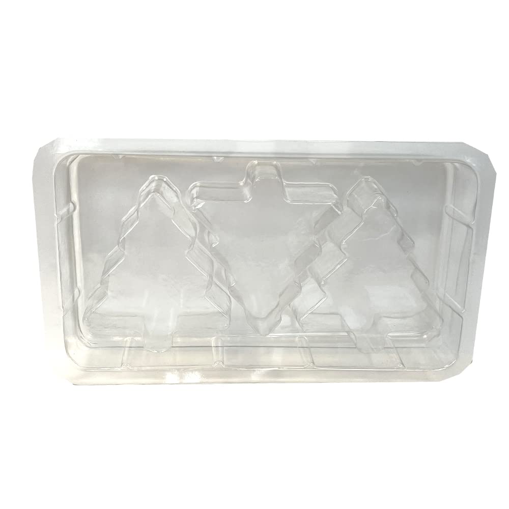 Livemoor Clear Wax Melt Clamshells/Packaging - Packs Of 10 (3 Cavity Christmas Tree Clamshell & Lid (Lm-008))