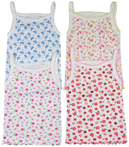 Image of ToBeInStyle Girl's 4 Pack Ruffle Hem Spaghetti Strap Tank Tops