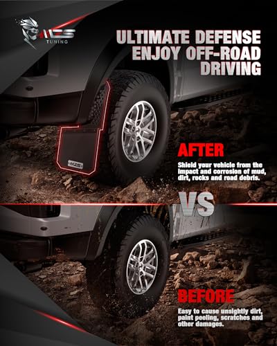 Image of MZS Truck Mud Flaps Splash Guards Compatible with Silverado Sierra 1500 2500 3500 HD Classic, Offset Mudflaps Mudguards No Drill for Pickup, Front and Rear, Pack of 4