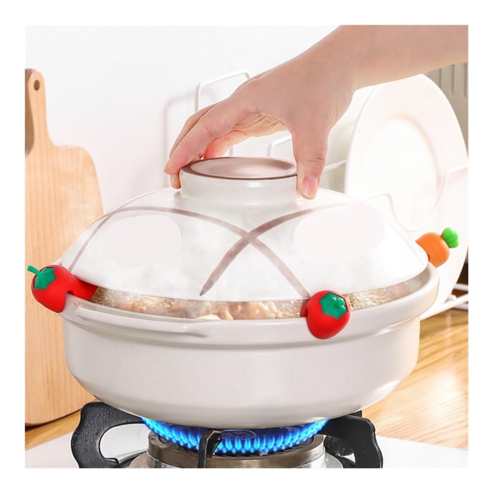 JIUJU 3pcs Silicone Fake Chili For Pot Lid Clips Anti-Overflow Stopper Kitchen(Mix 3pcs)