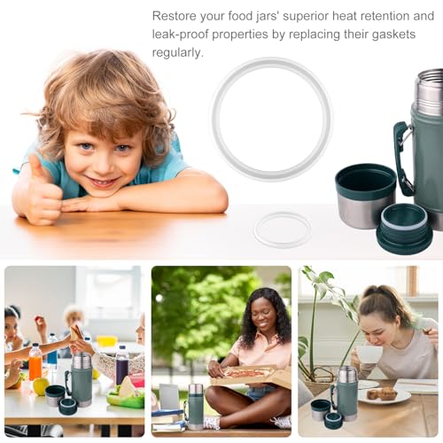 2pcs Gasket Replacement for Stanley Classic 24oz Food Jar, Silicone Seal Ring Stopper Leak Seal Parts Leak-Proof Water Bottle Lid O Ring Replacement for Thermos Classic Cup 24oz BPA Free Accessories