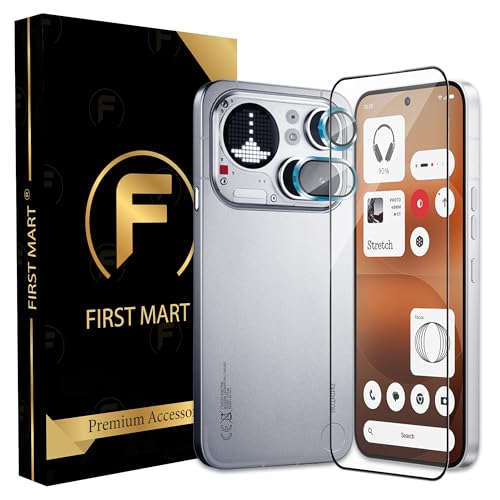 Image of FIRST MART Tempered Glass for Nothing Phone 4A Pro 5G with Blue Camera Ring Guard & Installation Kit | HD Clear Edge-to-Edge Screen Protector, Scratch Resistant, Case-Friendly | Pack of 1
