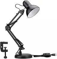 Luminária de Mesa Articulável Com Base e Garra Flexível Bivolt para Estudo Trabalho Leitura em Metal Preto Design Elegante (Preto)