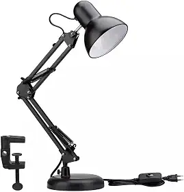 Luminária de Mesa Articulável Com Base e Garra Flexível Bivolt para Estudo Trabalho Leitura em Metal Preto Design Elegante (Preto)