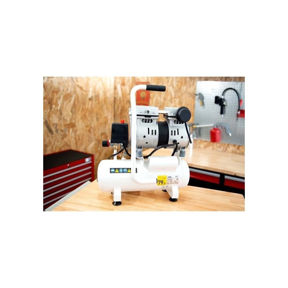 Mecafer 425513 Compresseur Silencieux 59 dB 6L/0,75HP/8 bar
