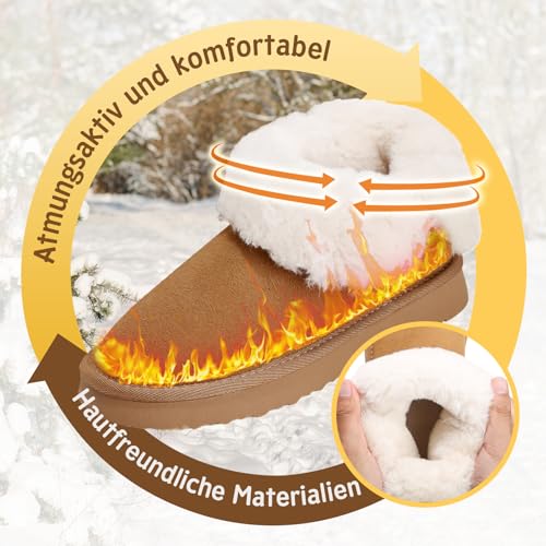 Jifenkla Botas de Invierno Mujer Boots, Cálido Pelo Forradas Botas de Nieve, Impermeable Antideslizante Botines de Senderismo, Lígeras Cómodas Casuales Trekking Zapatos - imagen 3