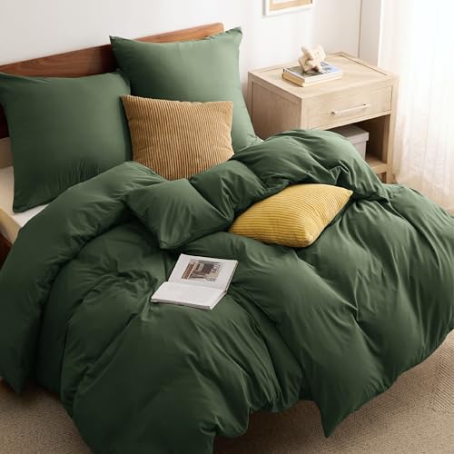 BEDSURE Bettwäsche 135x200 4teilig Grauolivgrün - 2 Bettbezüge 135x200 cm + 2 Kissenbezüge 80X80 cm, ÖKO-TEX Bettwäsche-Sets Grün Polyester...