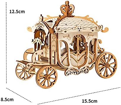 Rolife 3D Wooden Puzzle DIY Retro Model Car Wooden Model Kits for Adults to Build Construction Kits, Carriage