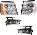 Garage-Pro Driver and Passenger Side Headlight Kit for Cadillac Escalade Base 2002 Also Fits Escalade EXT Halogen With bulb(s) W/Fog Light Replaces# 15181850 15181851 15252038 15252039
