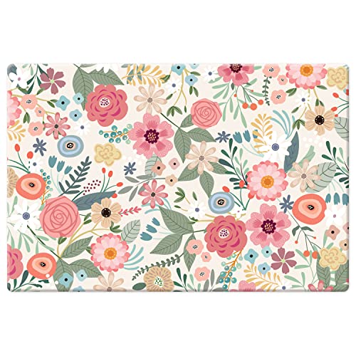 CounterArt Floral Frenzy 30” x 20” Decorative Vinyl Comfort Floor Mat Manufactured in The USA, Waterproof, Reduces Muscle Fatigue, Easy to Clean
