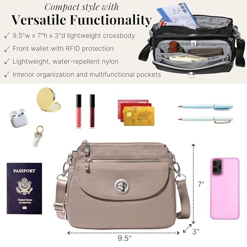 Image of Baggallini Calais Crossbody Bags for Women 10x7 Lightweight Water-Resistant Travel Purse, RFID & Interior Organization