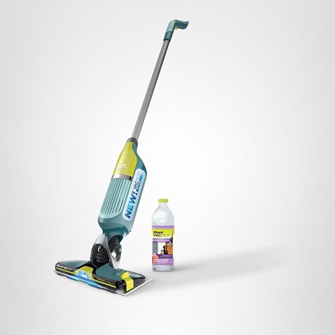 Shark VACMOP Reveal Cordless Hard Floor Cleaner, Vacuum & Spray Mop, Powerful Suction, Lightweight, Illumination Light, 4 Disposable Pads, 12oz Pet Multi-Surface Cleaning Solution, Green, VM401