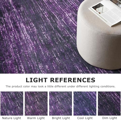 2x5 Purple White Modern Abstract Runner Rug for Hallways, Super Soft Hallway Decor Kitchen Rugs with Non-Slip, Non-Shedding Washable Rug for Hallways Entryway Bedroom Indoor