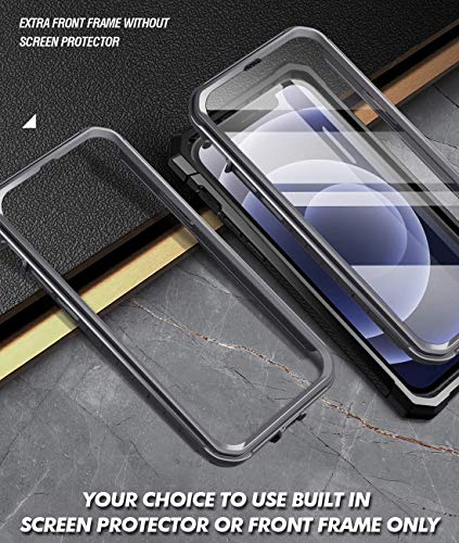 Poetic Spartan Series For Iphone 12 Mini 5.4 Inch Case, Full-Body Rugged Dual-Layer Metallic Color Accent With Premium Leather Texture Shockproof Protective Cover With Kickstand, Metallic Gun Metal #TOP4