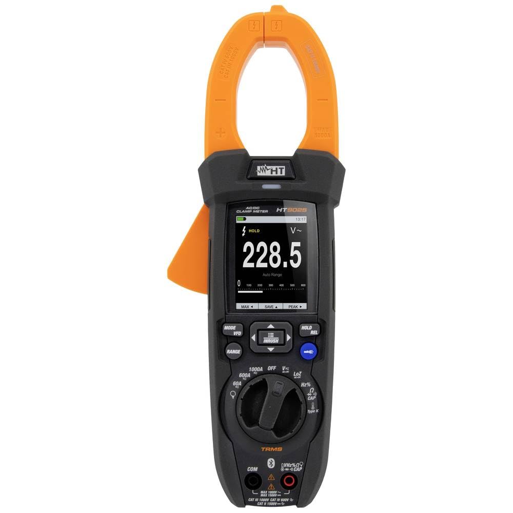 HT Instruments HT9025 - Pinza Amperimétrica Digital Cat III 1000 V, IV 600 V, II 1500 V, Indicador (Cuentas)
