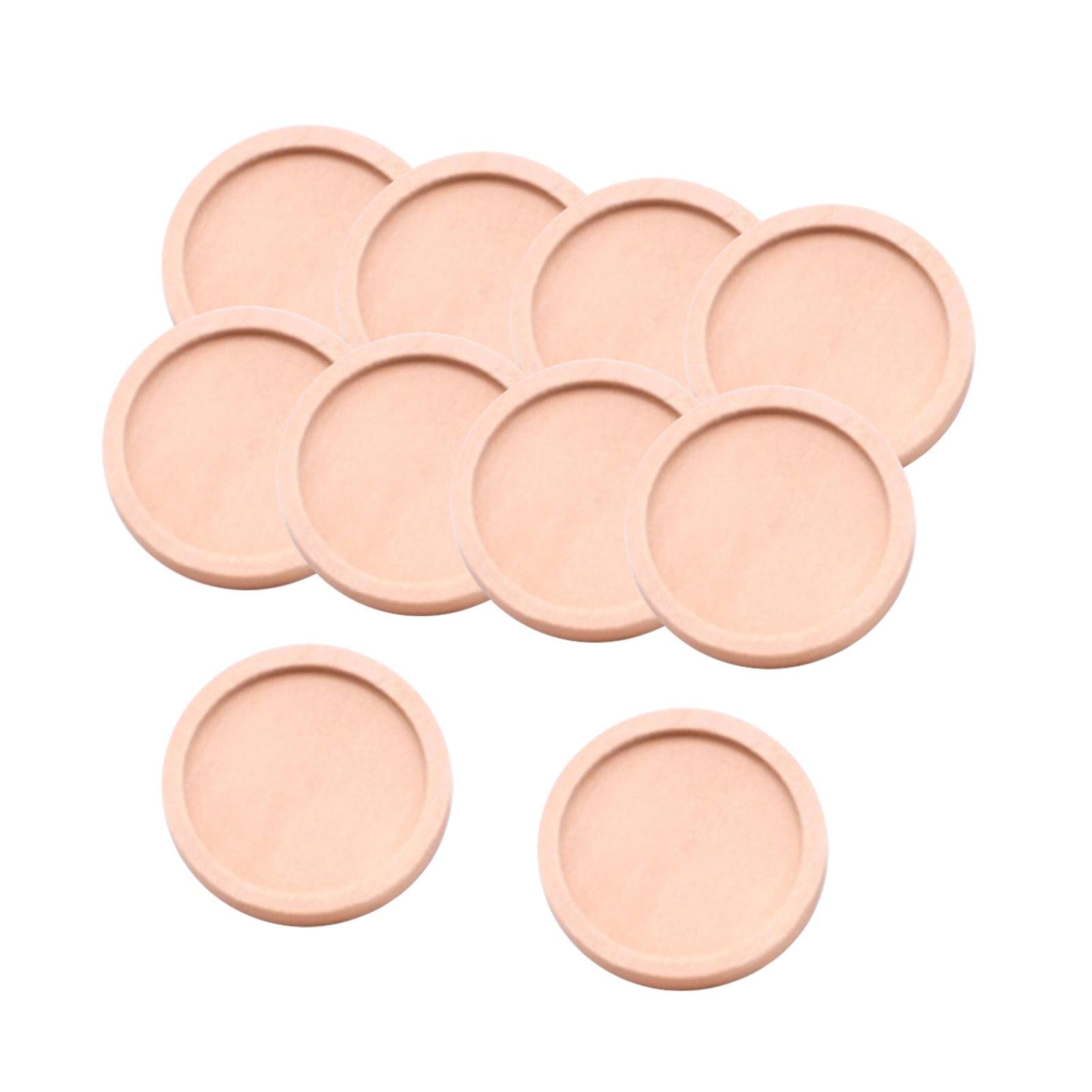 10Pcs Blank Wood Cabochon Brooch Base Settings Round Bezel Tray Diy Brooches Pin Backs for Jewelry Making (Wood 30mm)