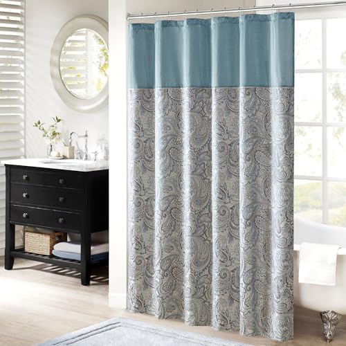 Madison Park Aubrey Shower Curtain for Bathroom, Jacquard, 72 x 72, Teal by Madison Park - Used condition - US$18.64