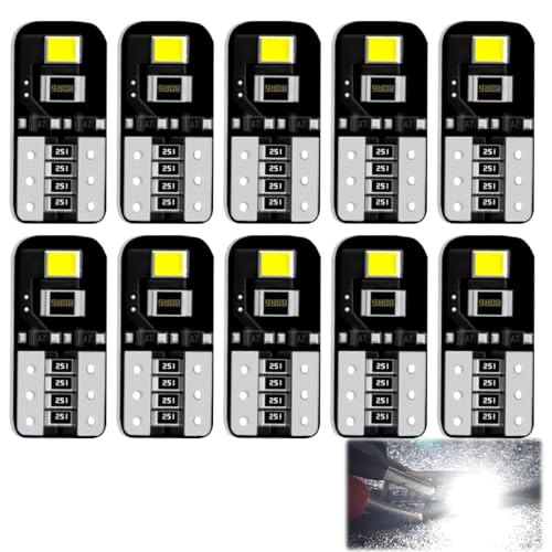 Paquete de 10 T10 W5W LED 12V Bombilla Canbus Sin Errores 6000K T10 194 168 2825 158 175 Luces Led Coche Interior para Coche Bombillas Cortesía De La Matrícula Posición Luces Blanco