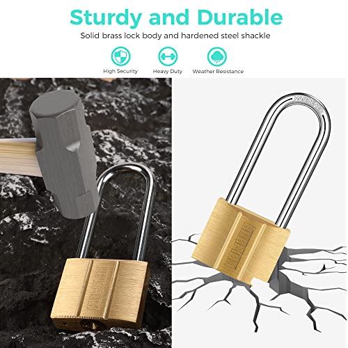 Image of 81 /40L-1P Long Shackle Keyed Padlock (Waterproof, Solid Brass Lock) for Sheds, Storage Unit, School, Gym Locker, Fence, Toolbox, Hasp, Storage - 1-9 /16 in. (40 mm L)